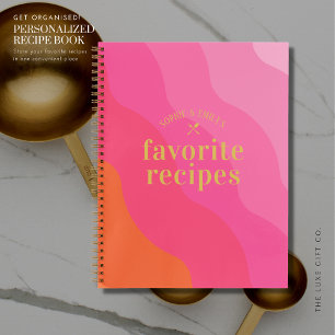 Retro Bold Pink Verlobung Neu verheiratetes Rezept Notizblock