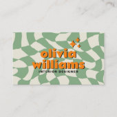 Retro Bold Psychedelic Groovy Checkered Unique Fun Visitenkarte (Vorderseite)