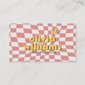 Retro Bold QR Code 70er Jahre Groovy Kariert Trend Visitenkarte (Vorderseite)
