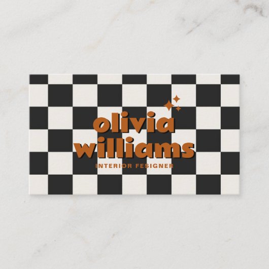 Retro Bold QR Code Boho Groovy Checkered Funky Visitenkarte (Vorderseite)