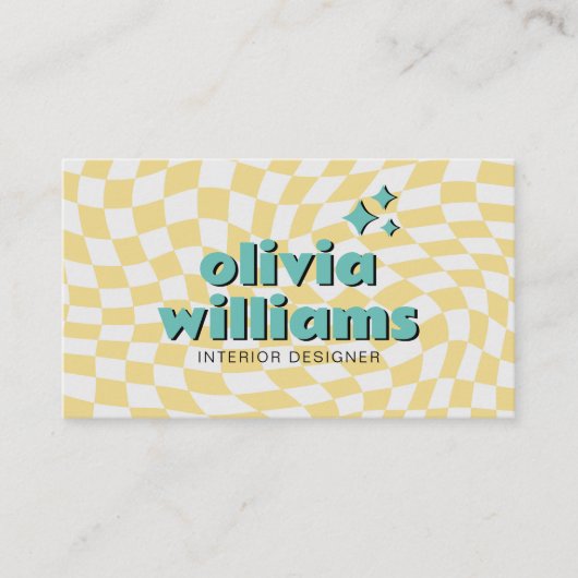 Retro Bold QR Code Boho Groovy Checkered Unique Visitenkarte (Vorderseite)