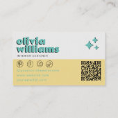 Retro Bold QR-Code Boho Groovy Kariert Einzigartig Visitenkarte (Rückseite)
