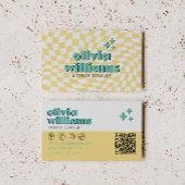 Retro Bold QR-Code Boho Groovy Kariert Einzigartig Visitenkarte