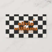 Retro Bold QR Code Boho Groovy Kariert Funky Visitenkarte (Vorderseite)