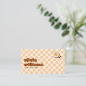 Retro Bold QR Code Boho Groovy Lächelnde Blume Visitenkarte (Stehend Vorderseite)