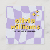 Retro Bold QR Code Groovy Checkered Boho Funky Quadratische Visitenkarte (Vorderseite)