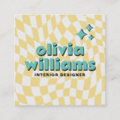 Retro Bold QR Code Groovy Checkered Boho Trendy Quadratische Visitenkarte (Vorderseite)