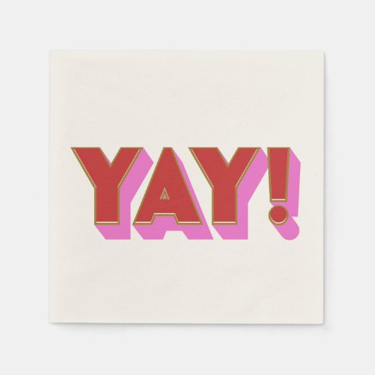 Retro Bold Red Pink YAY Herzlichen Glückwunsch Par Serviette (Vorderseite)