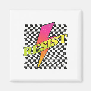 Retro Bold Resist, Vintage kariert Anti-Trump Th Magnet
