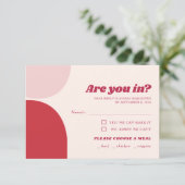 Retro Bold Rosa Red Arch Wedding RSVP Karte (Stehend Vorderseite)