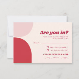 Retro Bold Rosa Red Arch Wedding RSVP Karte