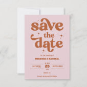 Retro Bold Rust & Pfirsich Foto-Hochzeit Save The Date (Vorderseite)
