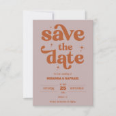 Retro Bold Rust & Pfirsich Foto-Hochzeit Save The Date (Vorderseite)