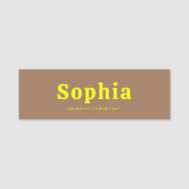 Retro Bold Serif Einfach Braun Gelb Namensschild (Vorderseite)