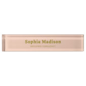 Retro Bold Serif Green Blush Pink Namensplakette (Vorderseite)