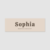 Retro Bold Serif Simple Beige Brown Namensschild (Vorderseite)