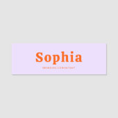 Retro Bold Serif Simple Green Lavender Orange Namensschild (Vorderseite)