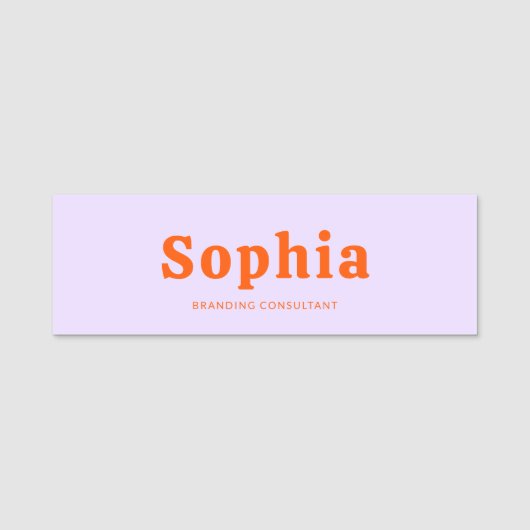 Retro Bold Serif Simple Green Lavender Orange Namensschild (Vorderseite)