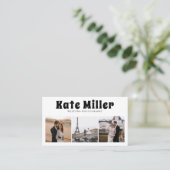Retro Bold Text 3 Fotos Hochzeitfotograf Visitenkarte (Stehend Vorderseite)