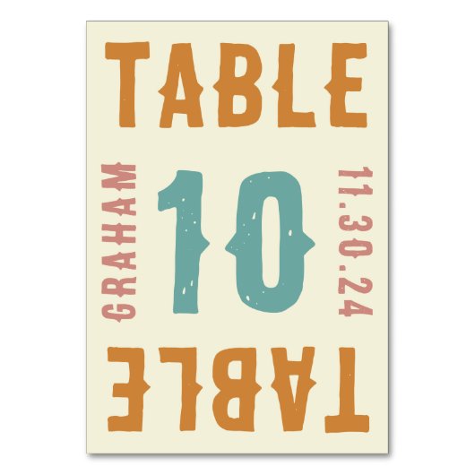 Retro Bold Tischnummer Cards (Vorderseite)