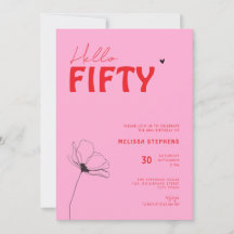 Retro Bold Typo Pink Rot Einfacher 50. Geburtstag