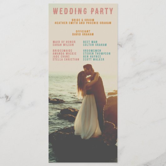 Retro Bold Typografie Bright Foto Wedding Programm (Rückseite)
