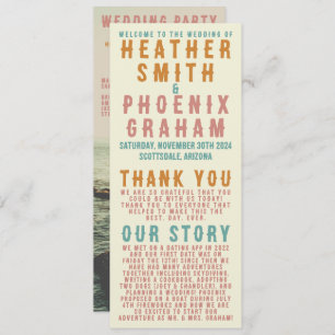 Retro Bold Typografie Bright Foto Wedding Programm