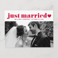 Retro Bold Typografie Red Just Married Foto