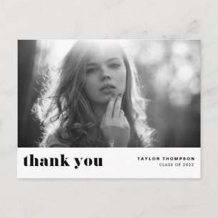 Retro Bold Typografy Black Abschluss Danke Postkarte