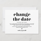 Retro Bold Typografy Black Ändern Sie das Datum Ankündigung (Vorderseite)