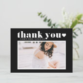 Retro Bold Typografy Black Foto Abschluss Dankeskarte (Stehend Vorderseite)