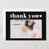 Retro Bold Typografy Black Foto Abschluss Dankeskarte (Vorne/Hinten)