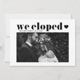 Retro Bold Typografy Black Wedding Elopement Ankündigung