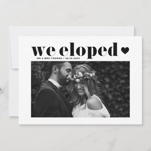 Retro Bold Typografy Black Wedding Elopement Ankündigung (Vorderseite)
