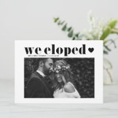 Retro Bold Typografy Black Wedding Elopement Ankündigung (Stehend Vorderseite)