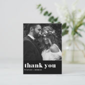 Retro Bold Typografy Black Wedding Vielen Dank Postkarte (Stehend Vorderseite)