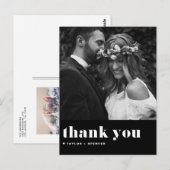 Retro Bold Typografy Black Wedding Vielen Dank Postkarte (Vorne/Hinten)