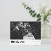 Retro Bold Typografy Black Wedding Vielen Dank Postkarte (Stehend Vorderseite)