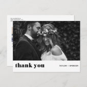 Retro Bold Typografy Black Wedding Vielen Dank Postkarte (Vorne/Hinten)