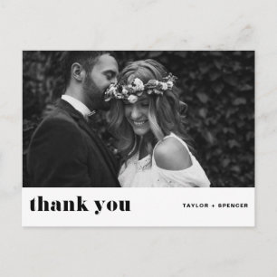 Retro Bold Typografy Black Wedding Vielen Dank Postkarte