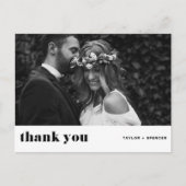 Retro Bold Typografy Black Wedding Vielen Dank Postkarte (Vorderseite)