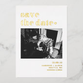 Retro Bold Typografy Foto Save the Date Folieneinladung (Vorderseite)
