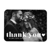 Retro Bold Typografy Foto Wedding Danke Magnet (Horizontal)