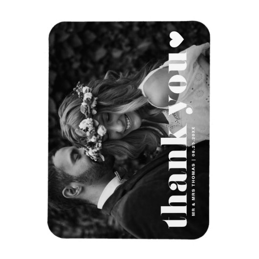 Retro Bold Typografy Foto Wedding Danke Magnet (Vertikal)