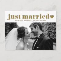 Retro Bold Typografy Gold Just Married Foto