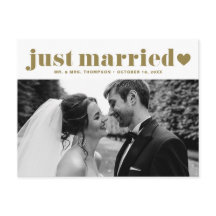 Retro Bold Typografy Gold Just Married Foto