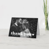 Retro Bold Typografy Heart Overlay Wedding Dankeskarte (Vorderseite)