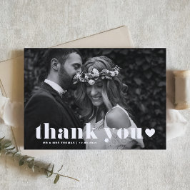 Retro Bold Typografy Heart Overlay Wedding Dankeskarte