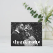 Retro Bold Typografy Heart Wedding Danke Postkarte (Stehend Vorderseite)