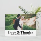Retro Bold Typografy Liebe & Danke Foto Wedding (Stehend Vorderseite)